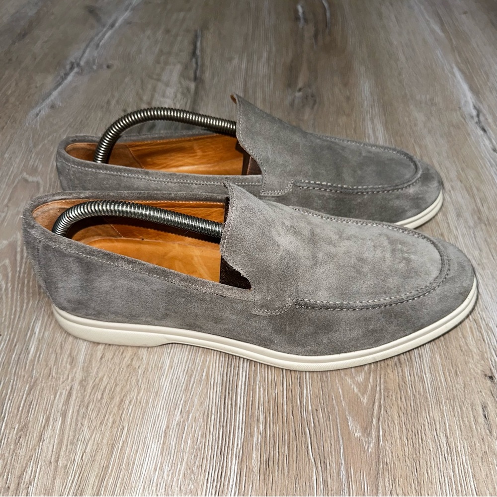 Eleventy Gray Suede Slip-On Loafers